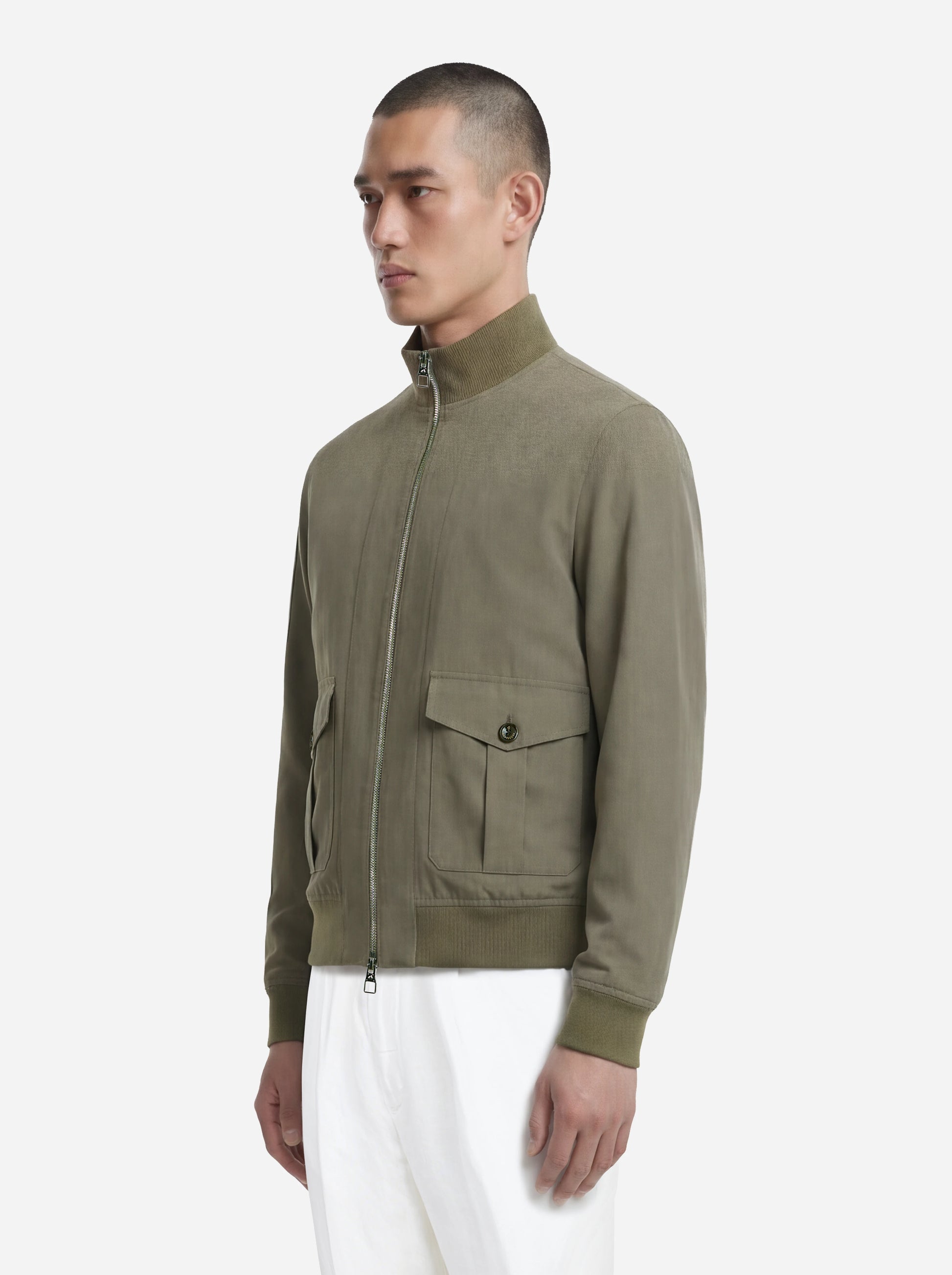 Bomber in nylon verde con zip