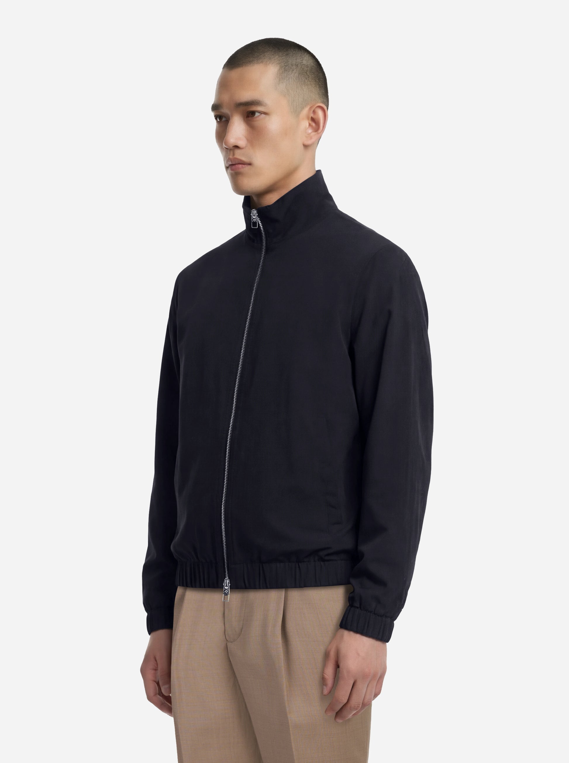 Bomber in nylon stretch blu