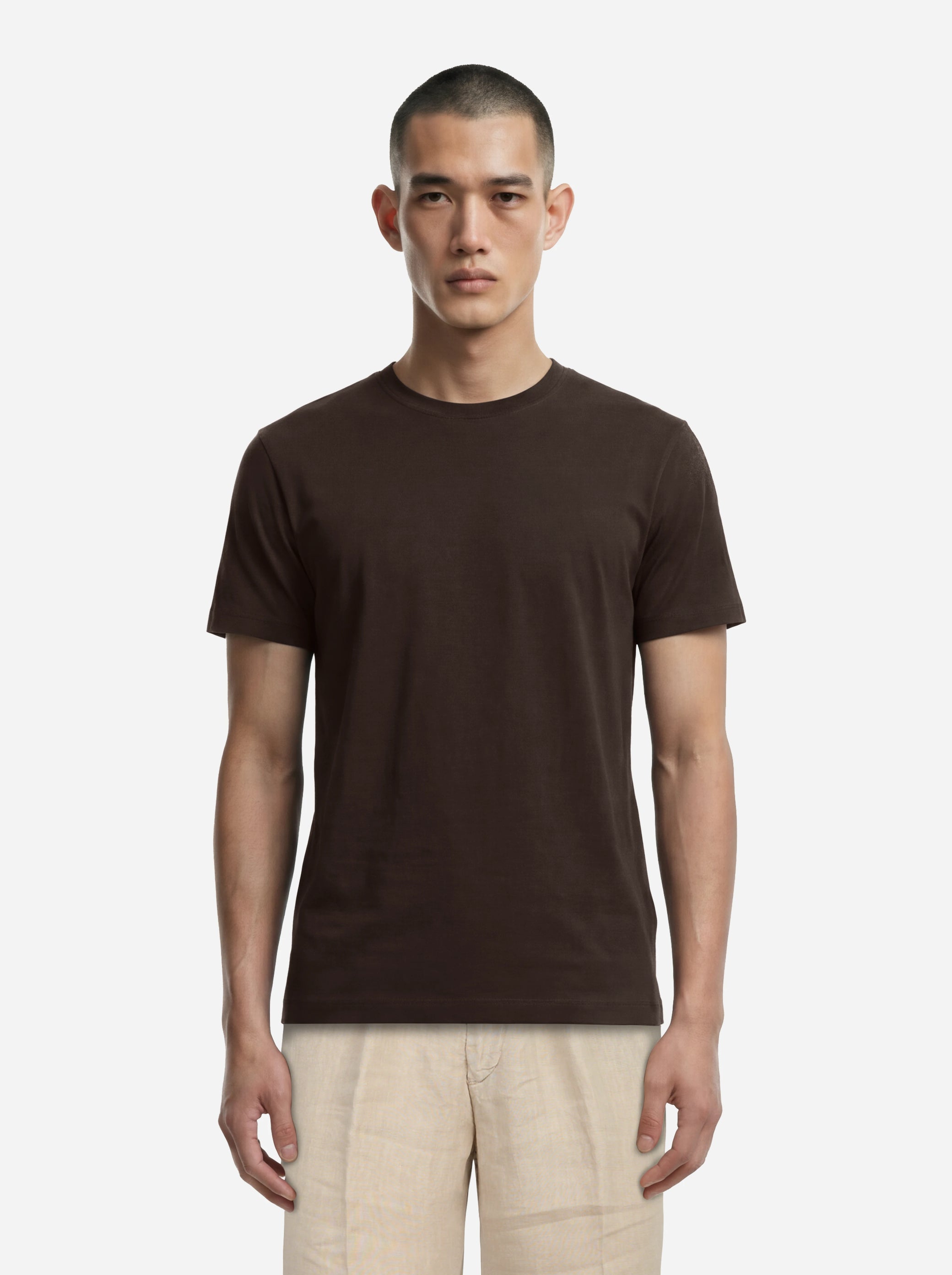 T-shirt manica corta marrone in cotone ossigeno