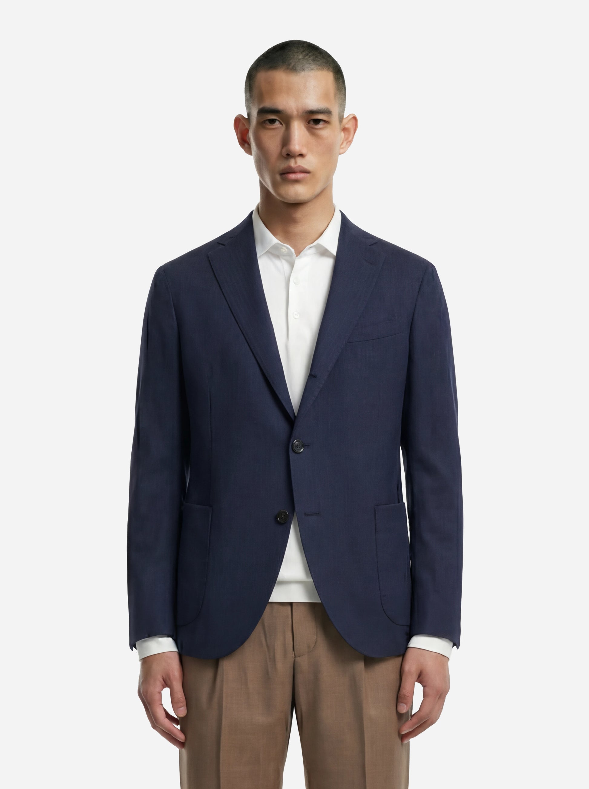 Blazer monopetto in lana e seta
