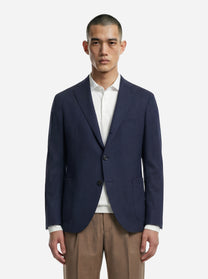 Blazer monopetto in lana e seta