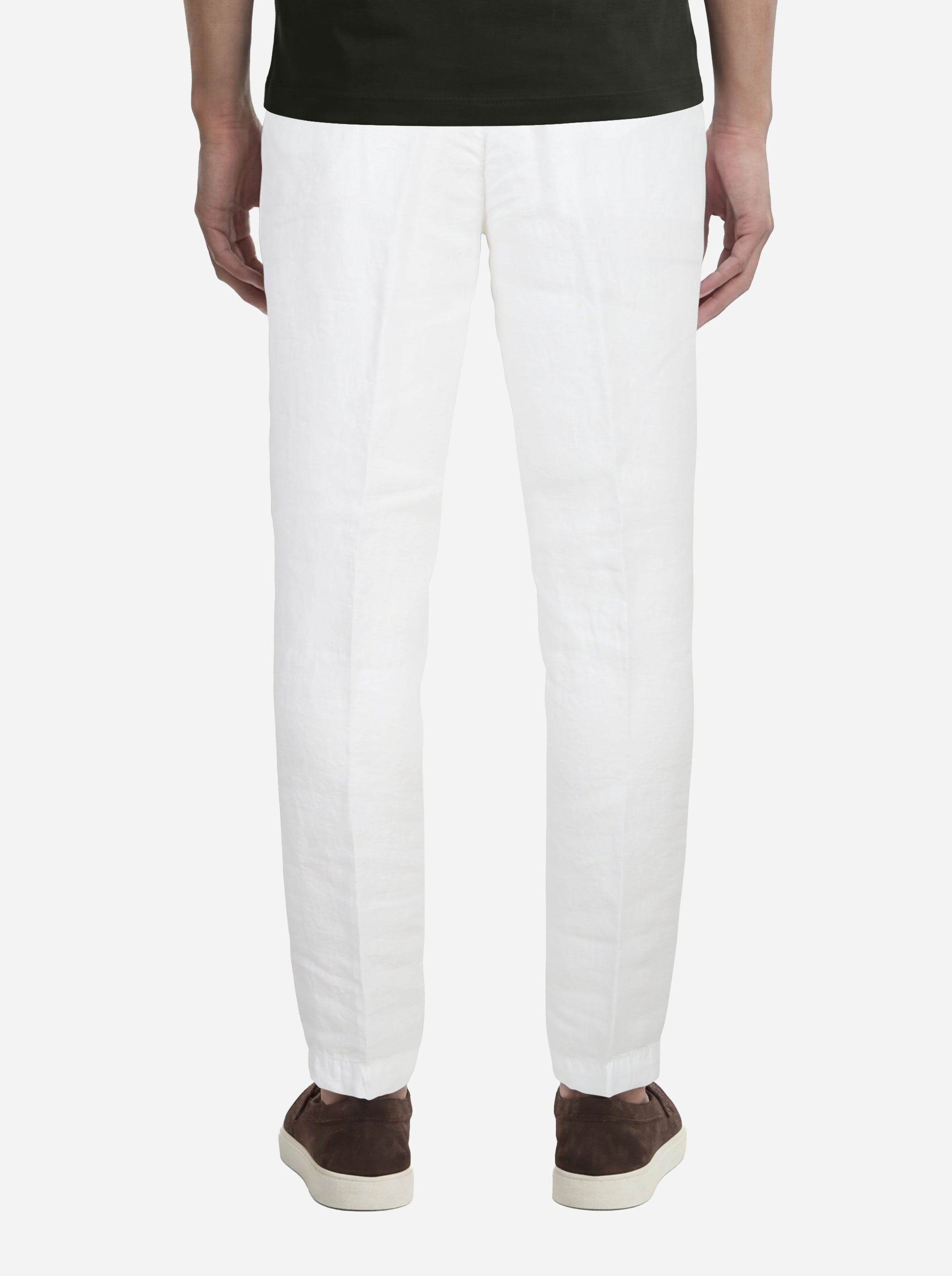 Pantalone con elastico in vita in puro lino bianco