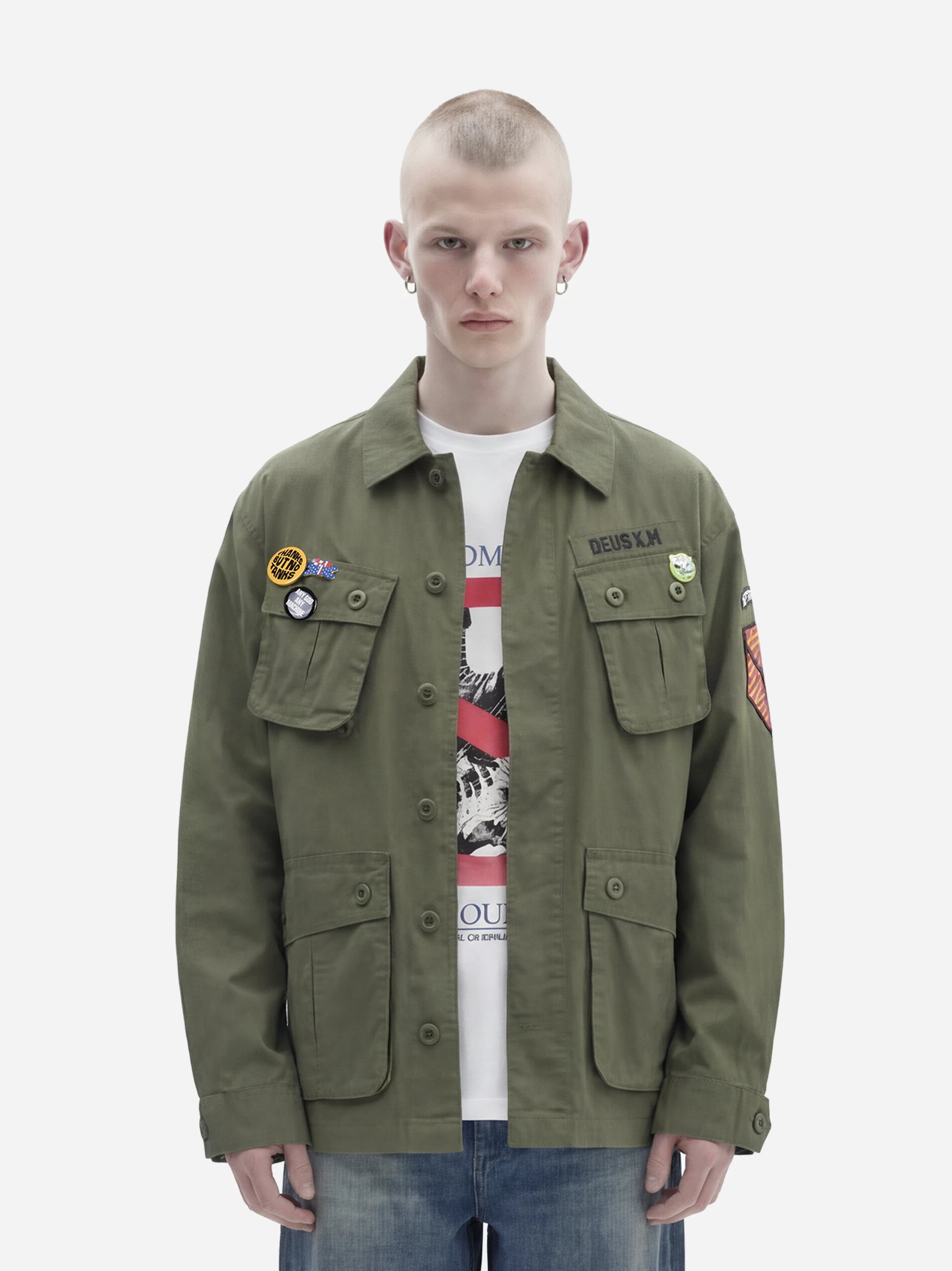 Giacca Overshirt Power con ricami verde