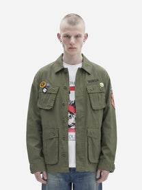 Giacca Overshirt Power con ricami verde