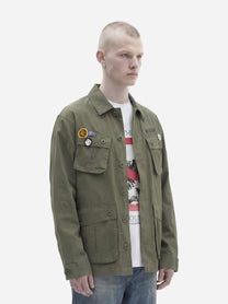 Giacca Overshirt Power con ricami verde