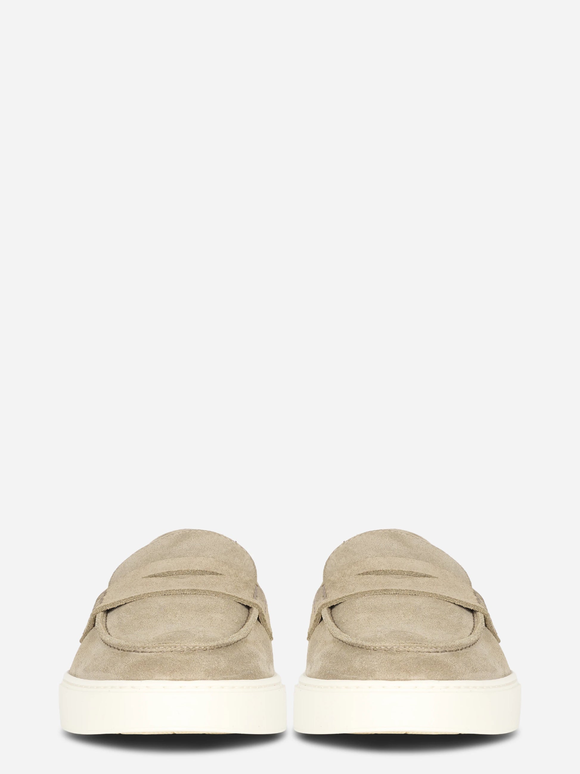Mocassino in camoscio con fondo gomma beige