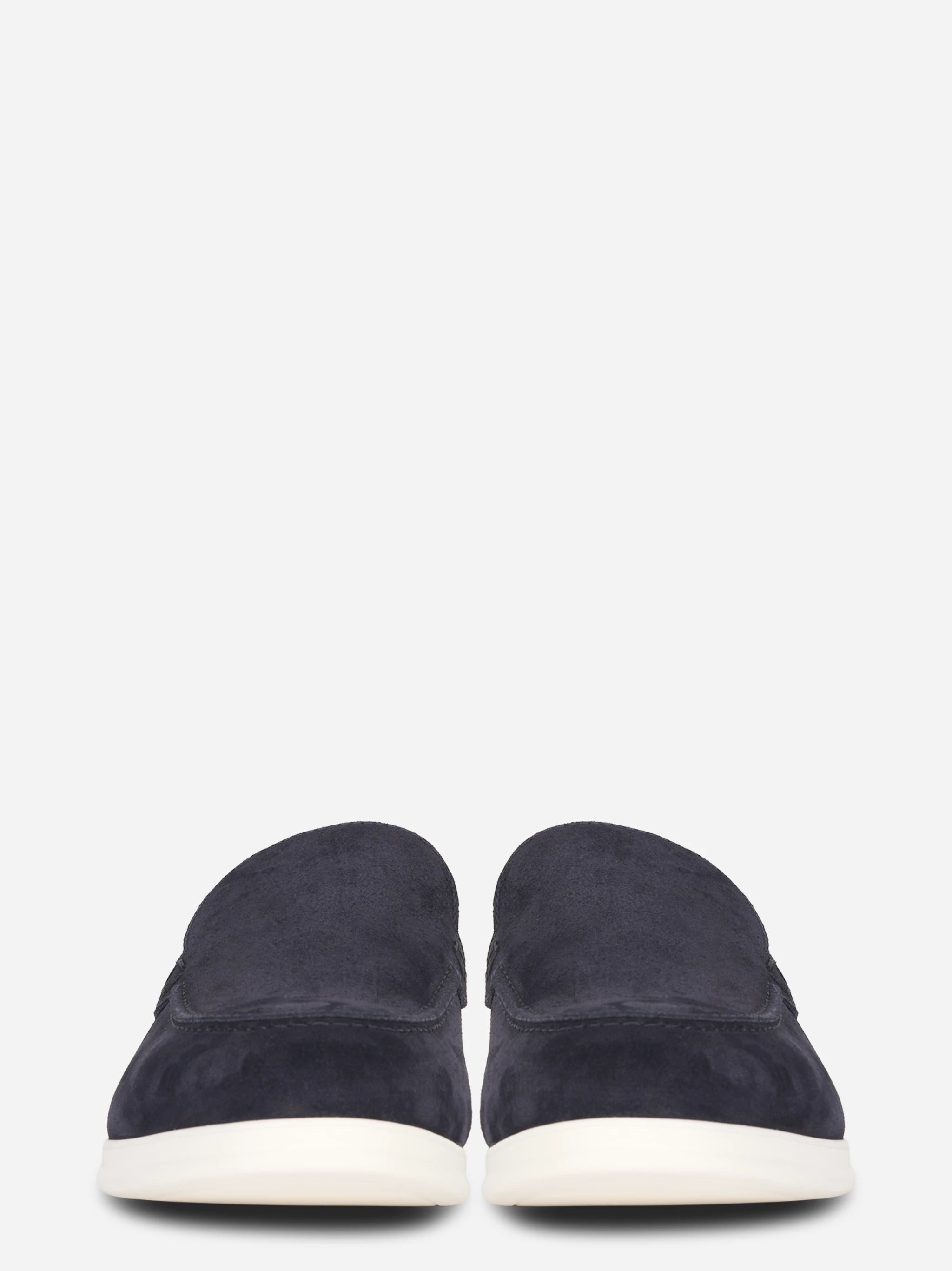 Mocassino in camoscio blu con fondo gomma