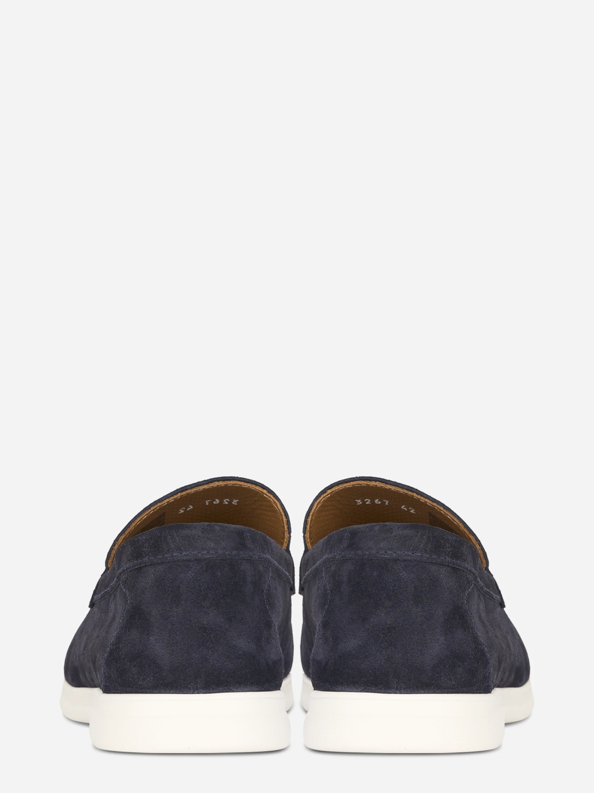 Mocassino in camoscio blu con fondo gomma