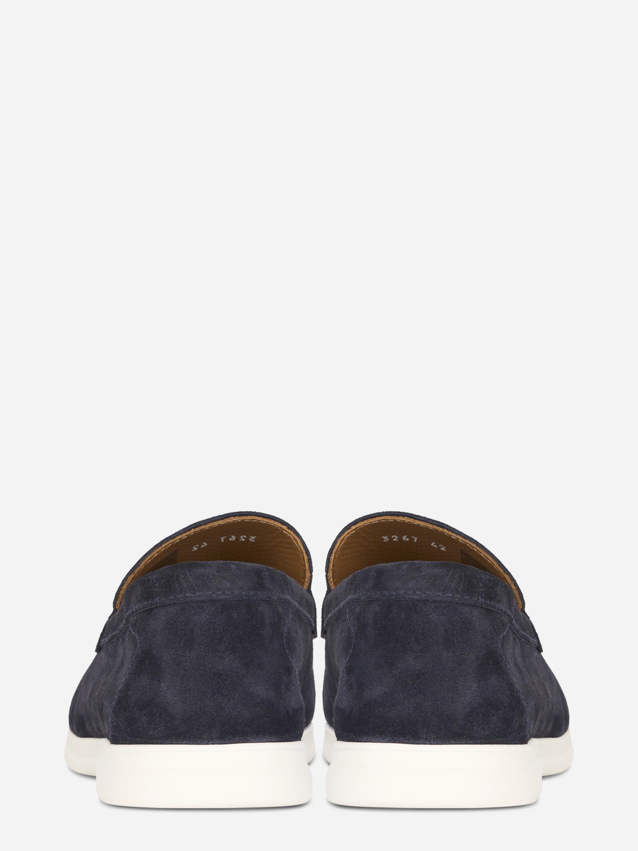 Mocassino in camoscio blu con fondo gomma