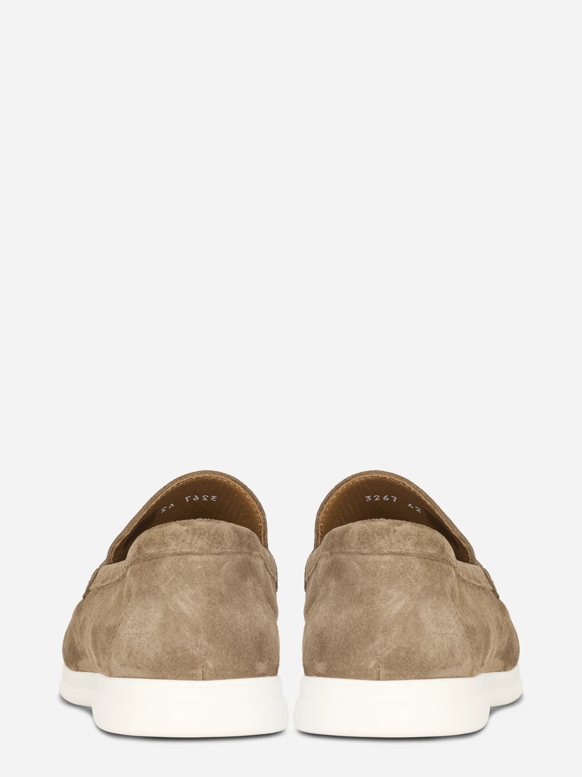 Mocassino in camoscio beige con fondo gomma