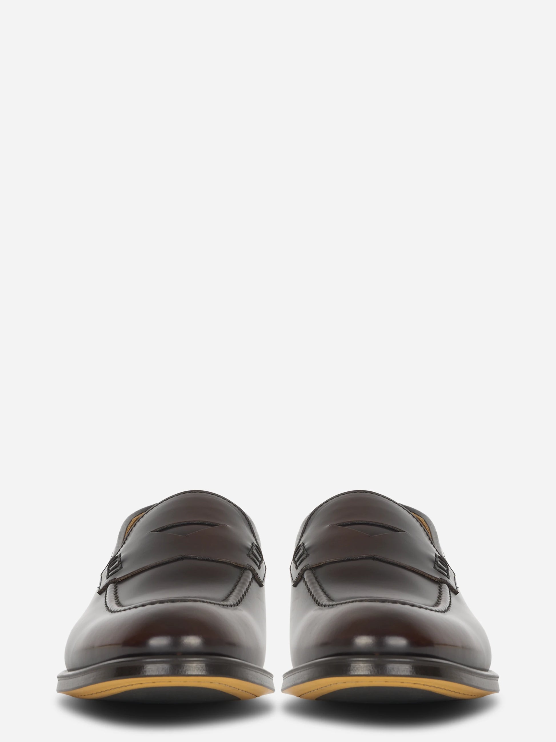 Mocassino in pelle marrone con fondo cuoio