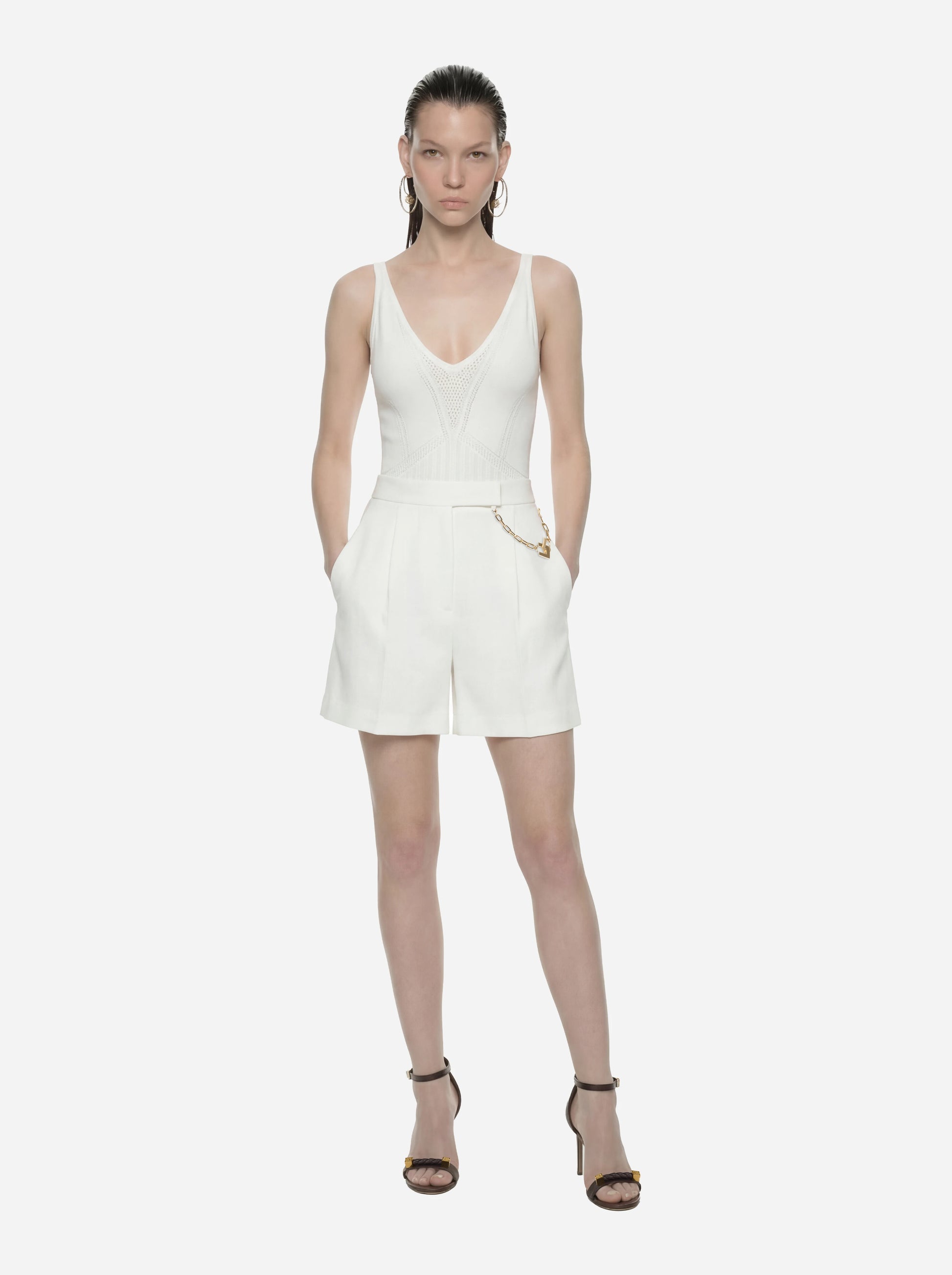 Body bianco in maglia traforata