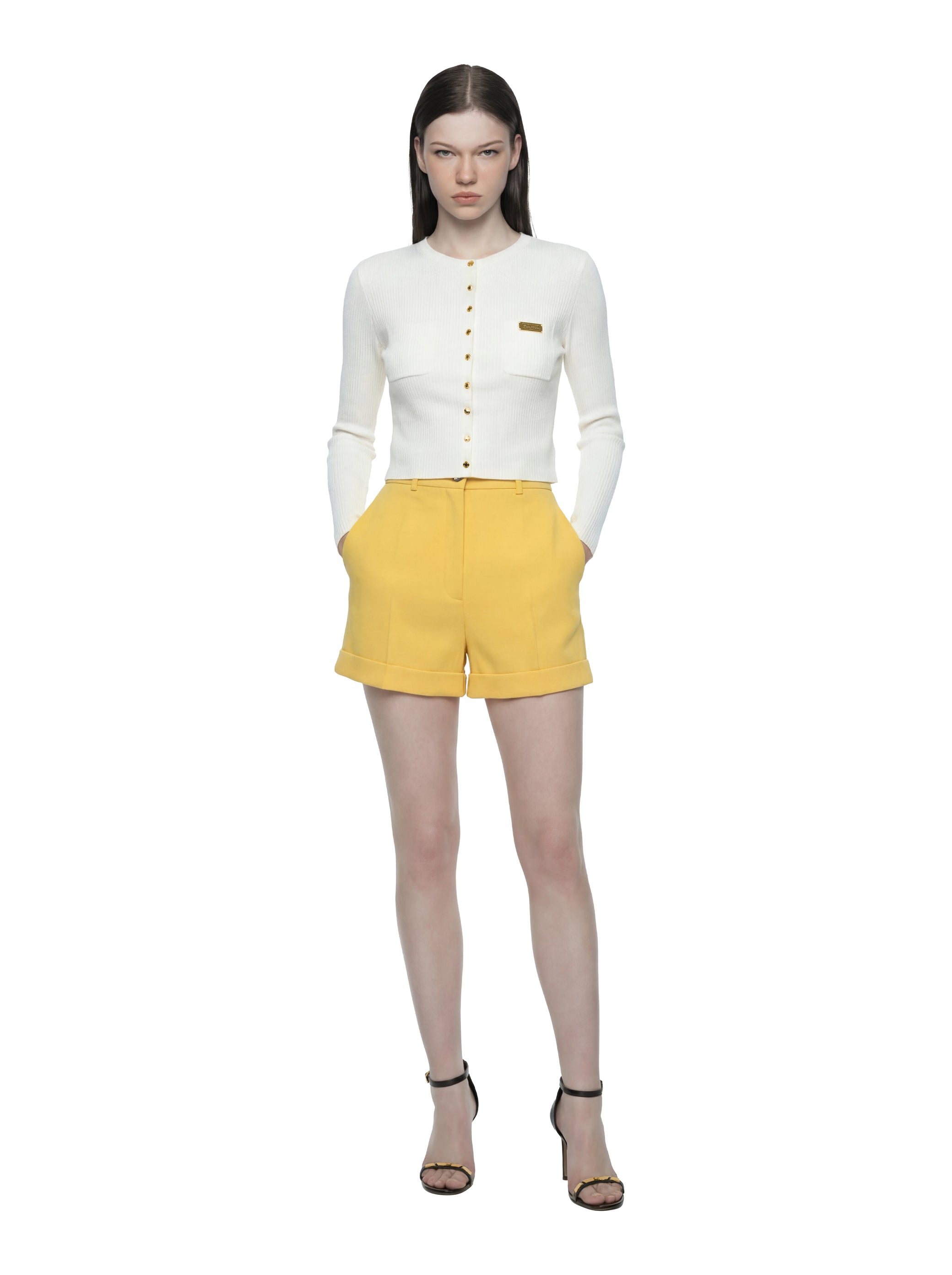 Cardigan in maglia bianco a micro trecce