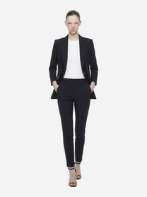 Blazer nero in doppio crepe stretch con dettagli logo