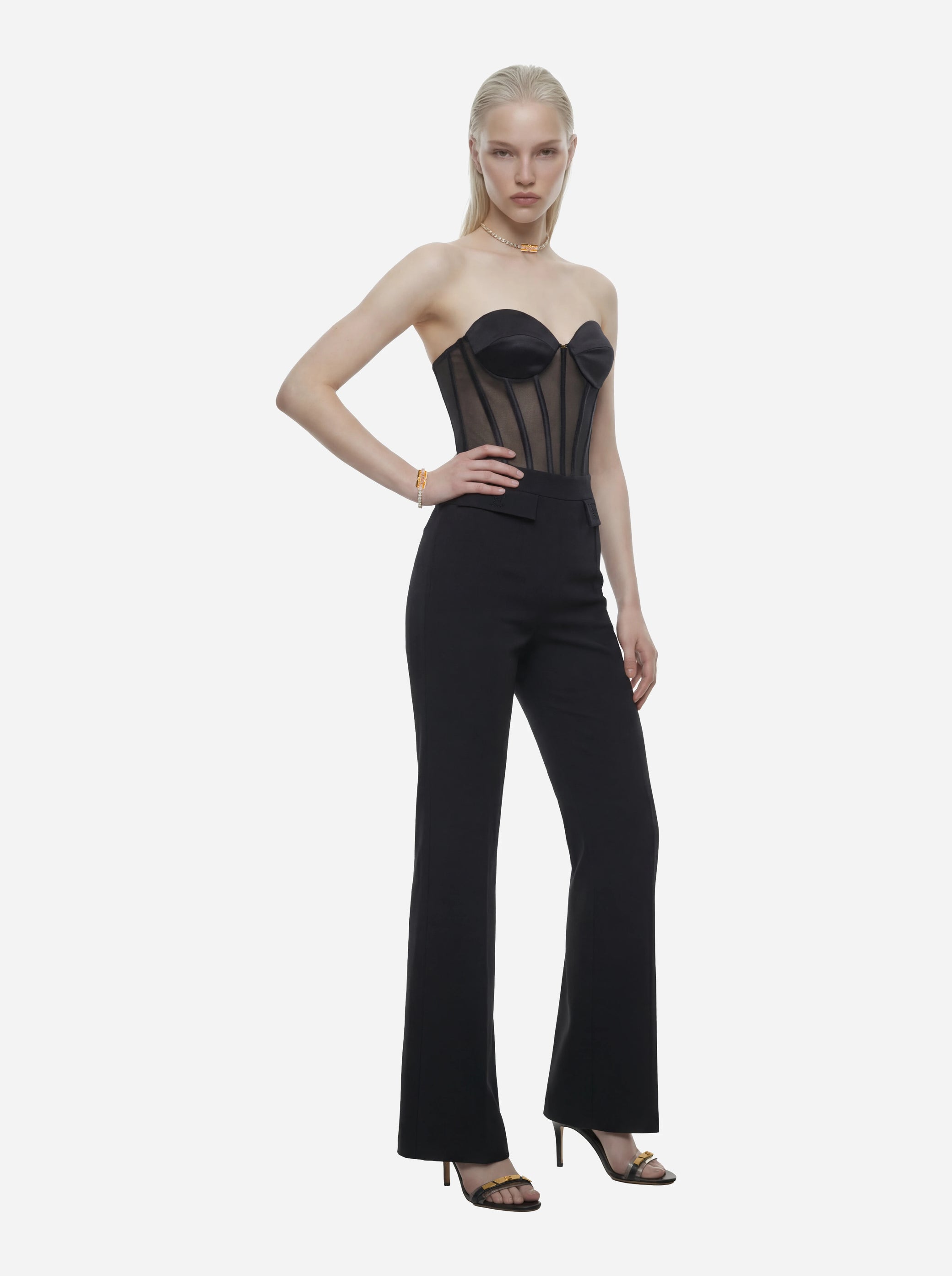 Top bustier in tulle e satin