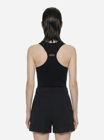 Top in maglia nero a micro trecce