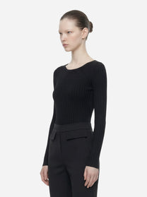 Body in maglia nero con trasparenze
