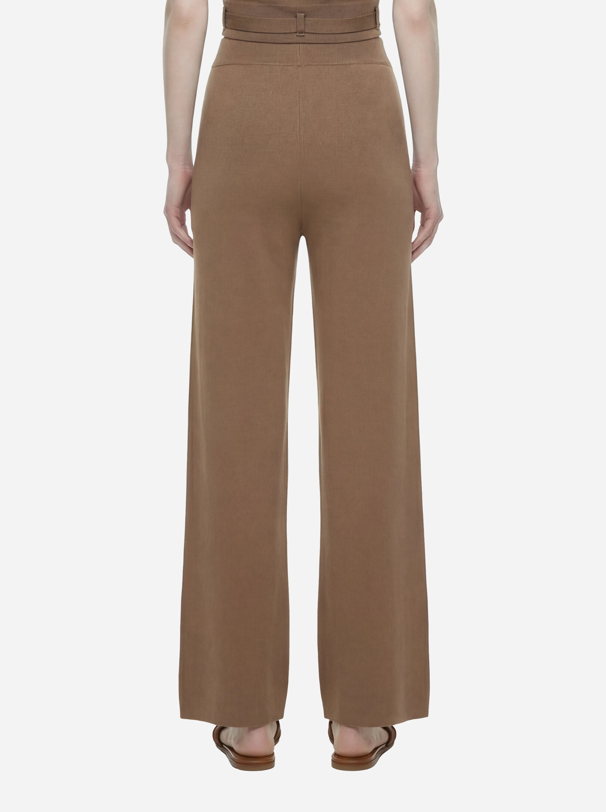 Pantalone in maglia con bande in viscosa lucida