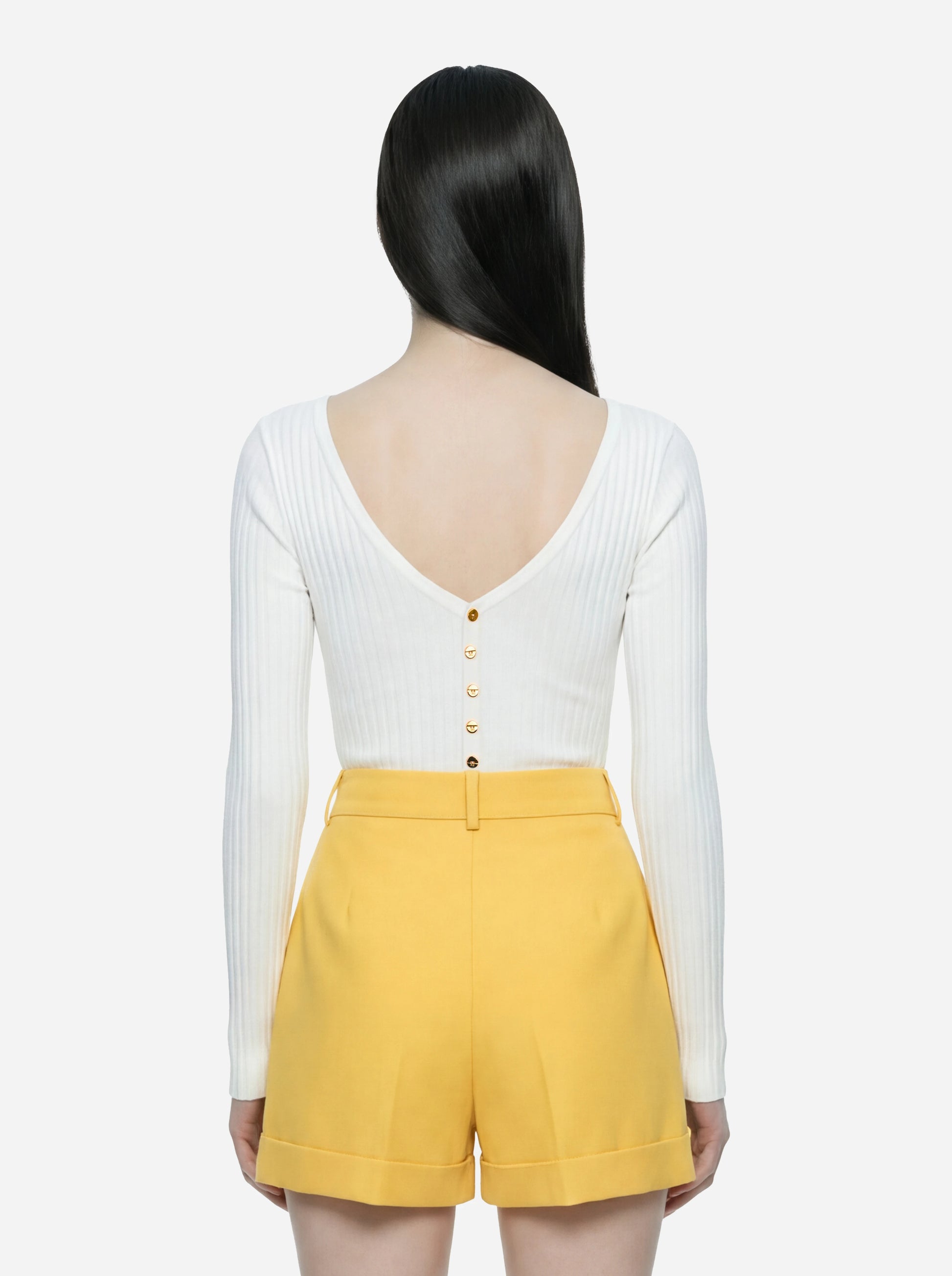 Body in maglia bianco con trasparenze