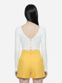 Body in maglia bianco con trasparenze