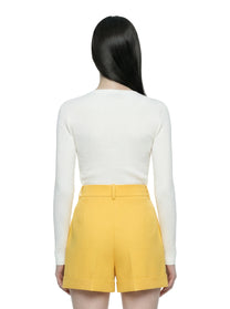 Cardigan in maglia bianco a micro trecce