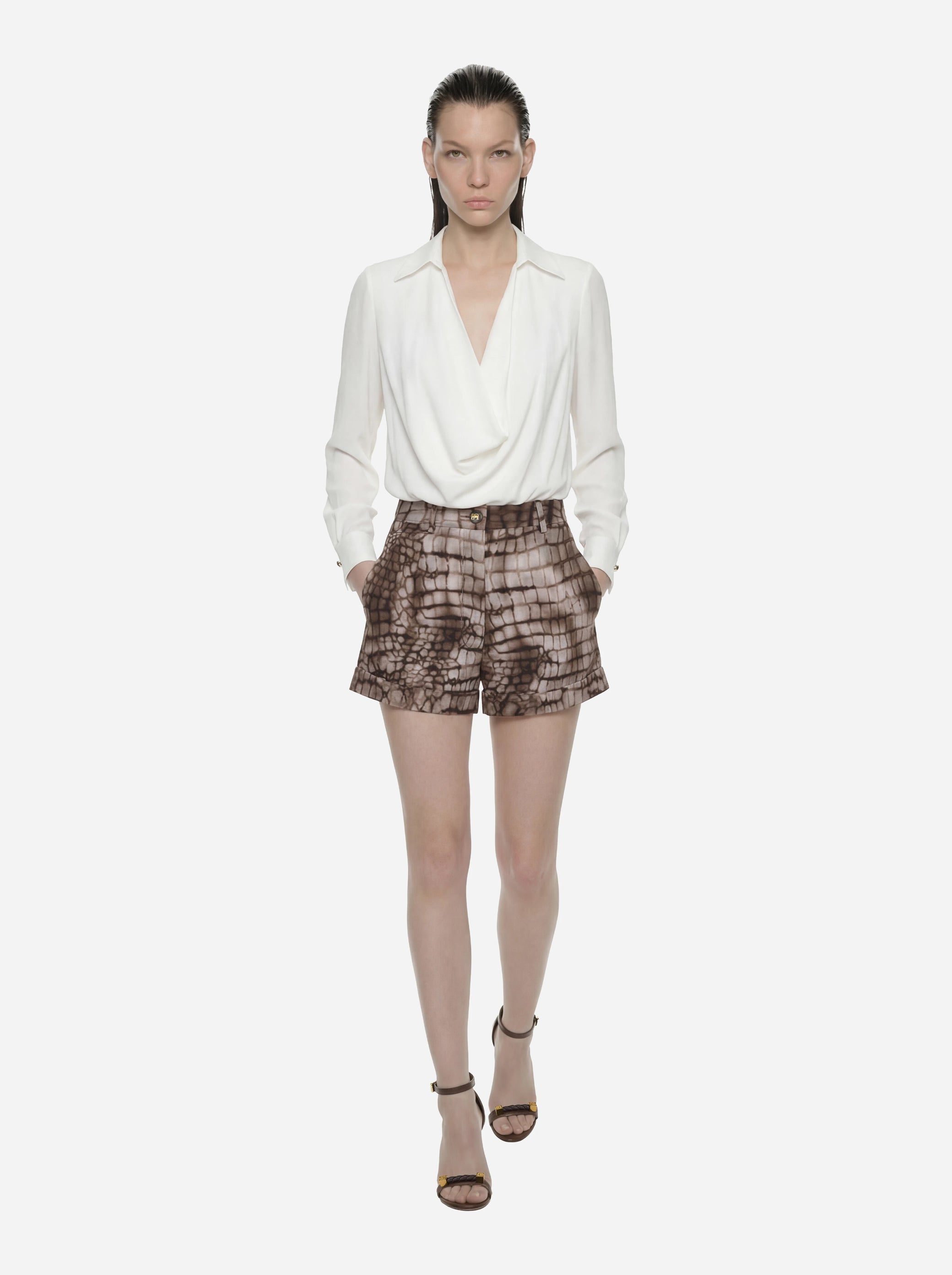 Shorts in jersey leggero con stampa alligatore