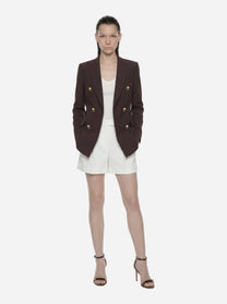 Blazer marrone doppiopetto in gabardina