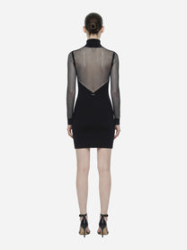 Mini abito in maglia con trasparenze