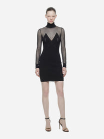 Mini abito in maglia con trasparenze