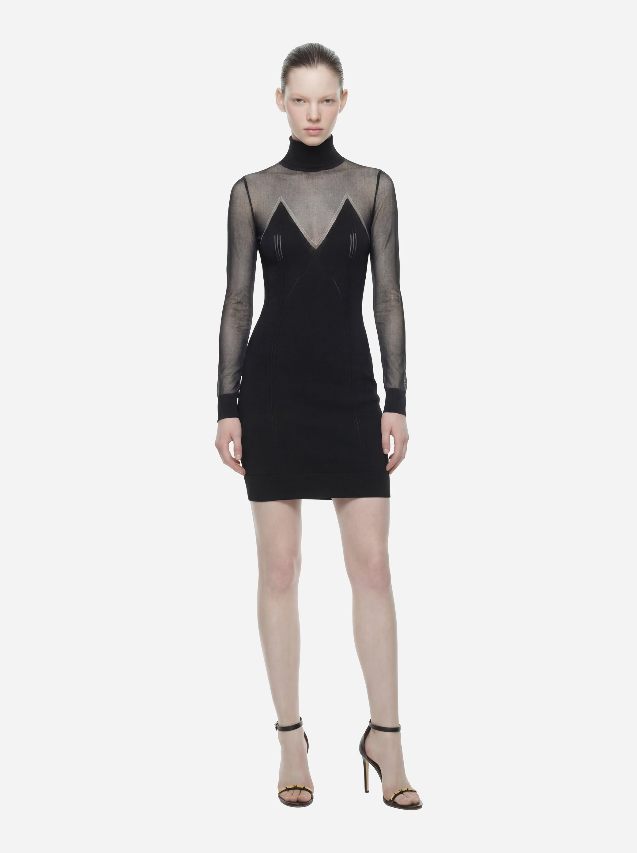 Mini abito in maglia con trasparenze