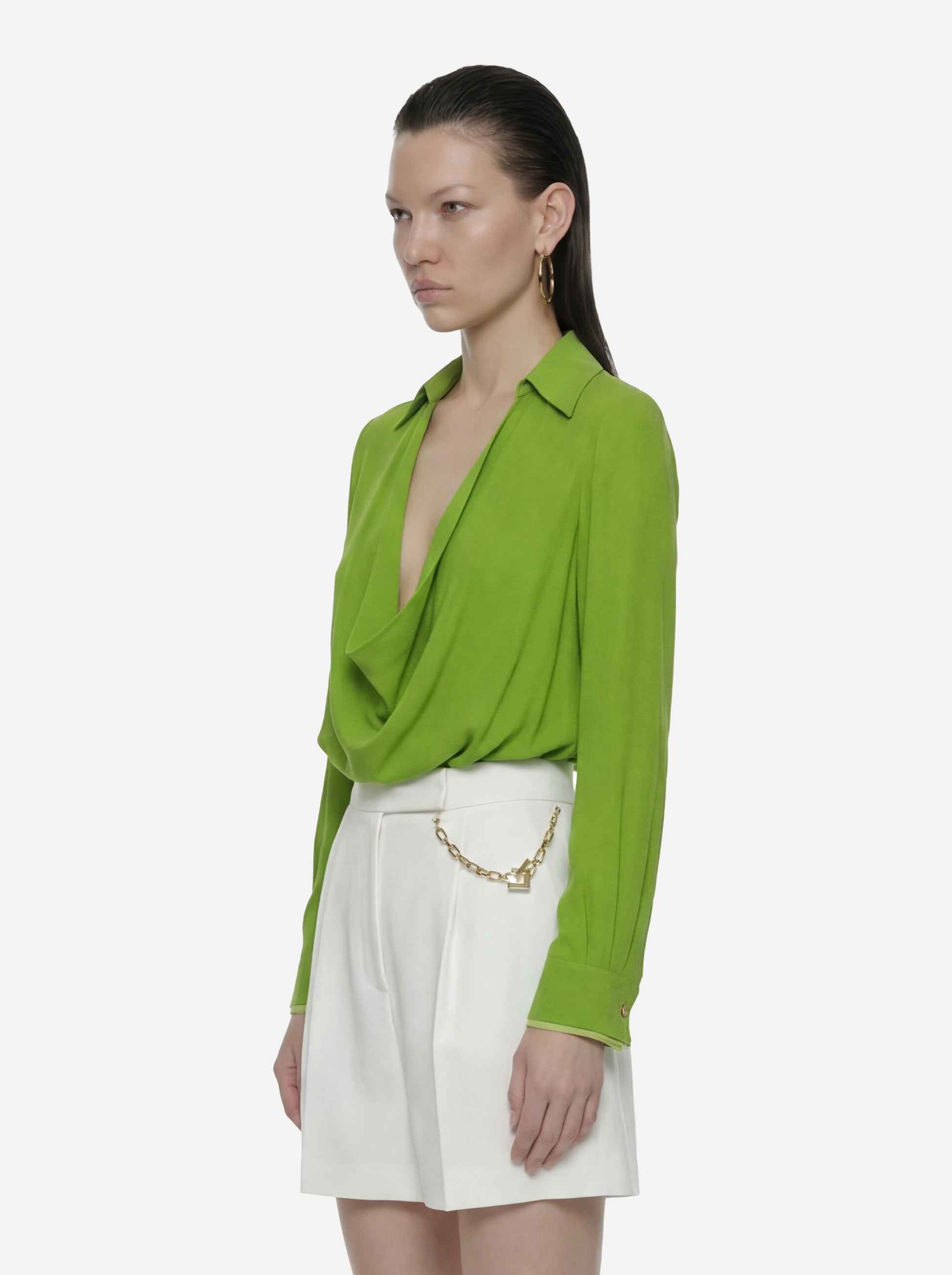 Body in georgette di viscosa verde
