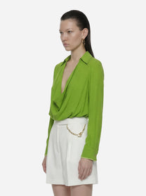 Body in georgette di viscosa verde