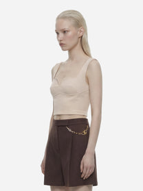 Top in doppio crepe stretch bianco