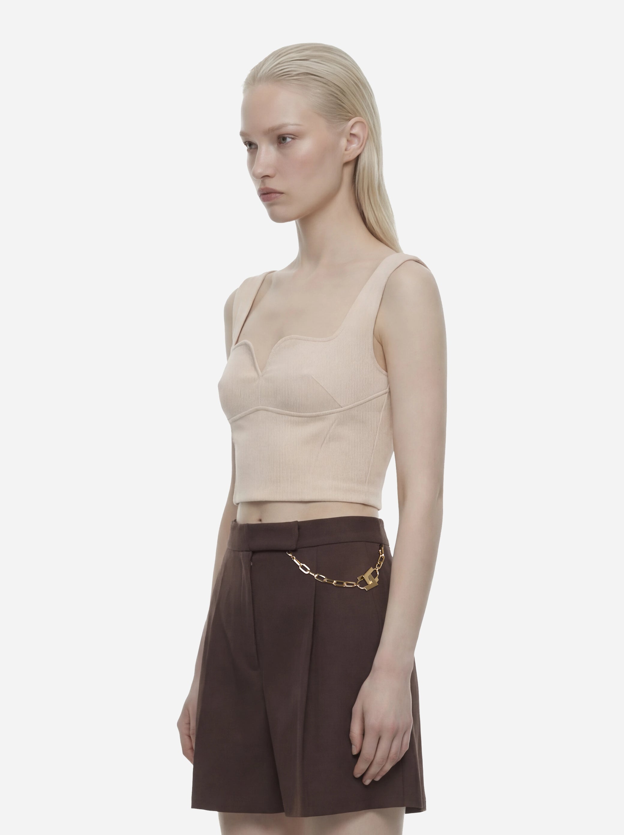 Top in doppio crepe stretch bianco