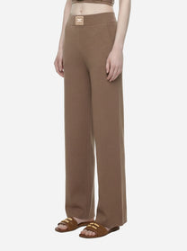 Pantalone in maglia con bande in viscosa lucida
