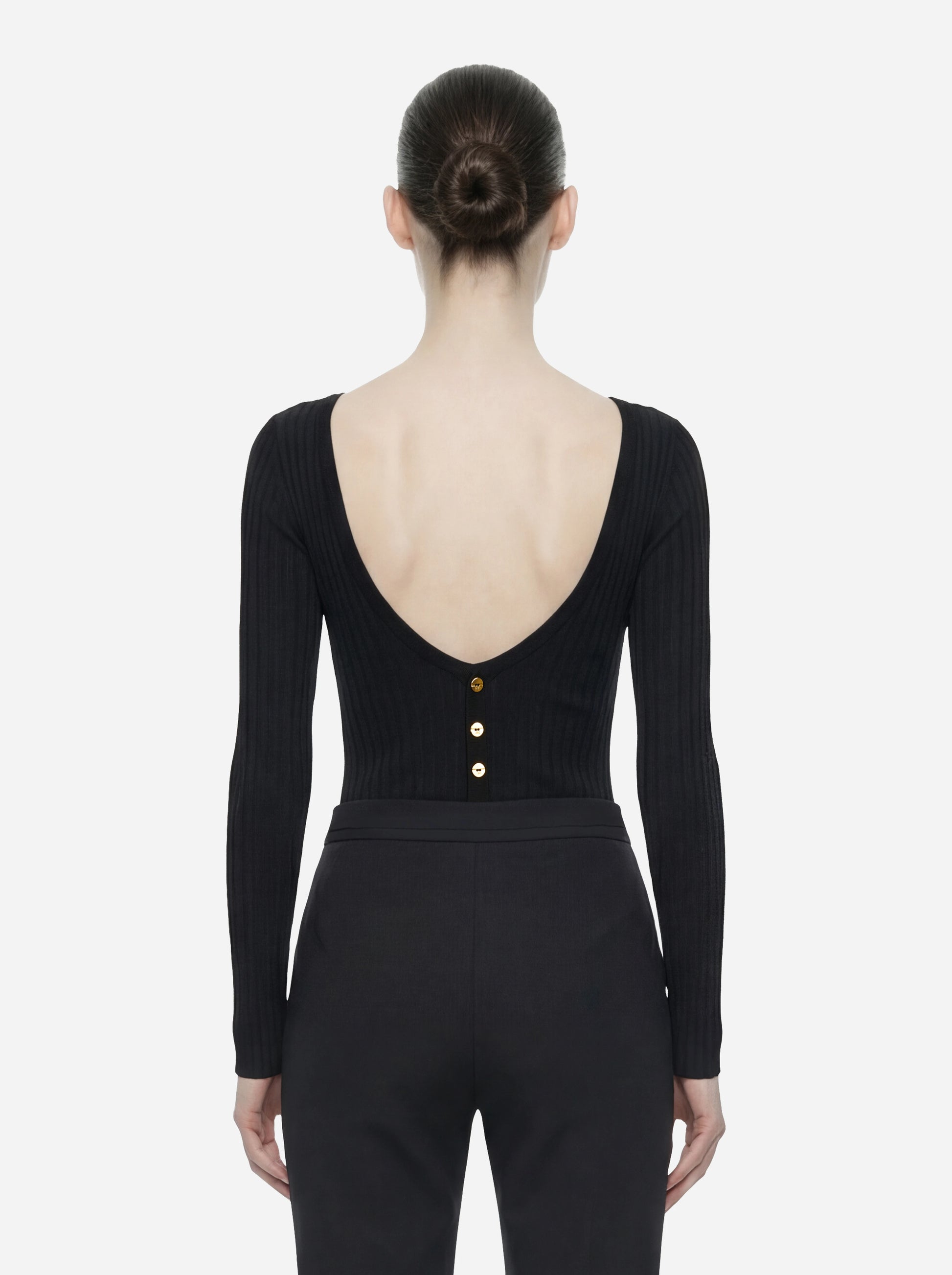 Body in maglia nero con trasparenze