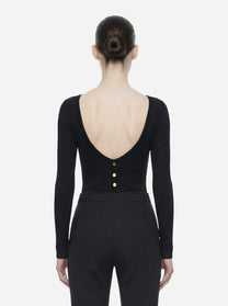 Body in maglia nero con trasparenze