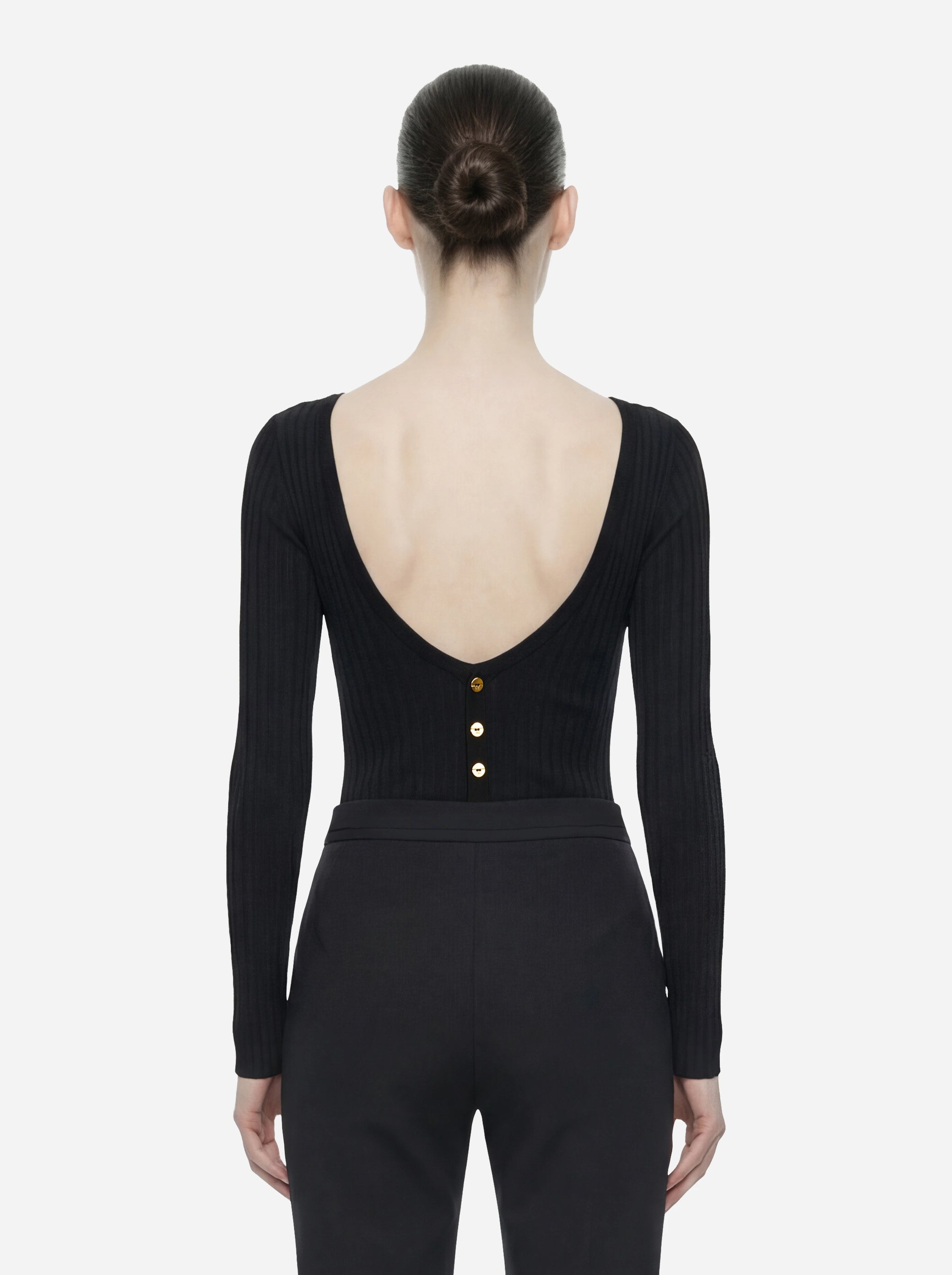 Body in maglia nero con trasparenze