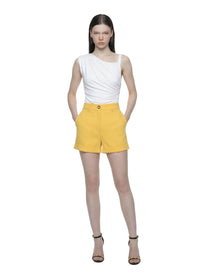 Body in jersey bianco con spalla gioiello