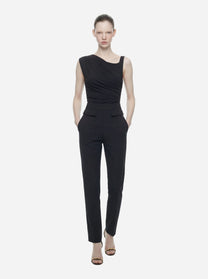 Body in jersey nero con spalla gioiello