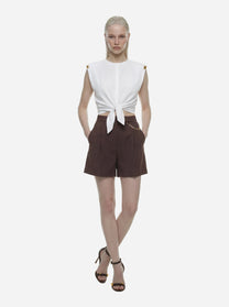 T-shirt bianca in jersey con nodo