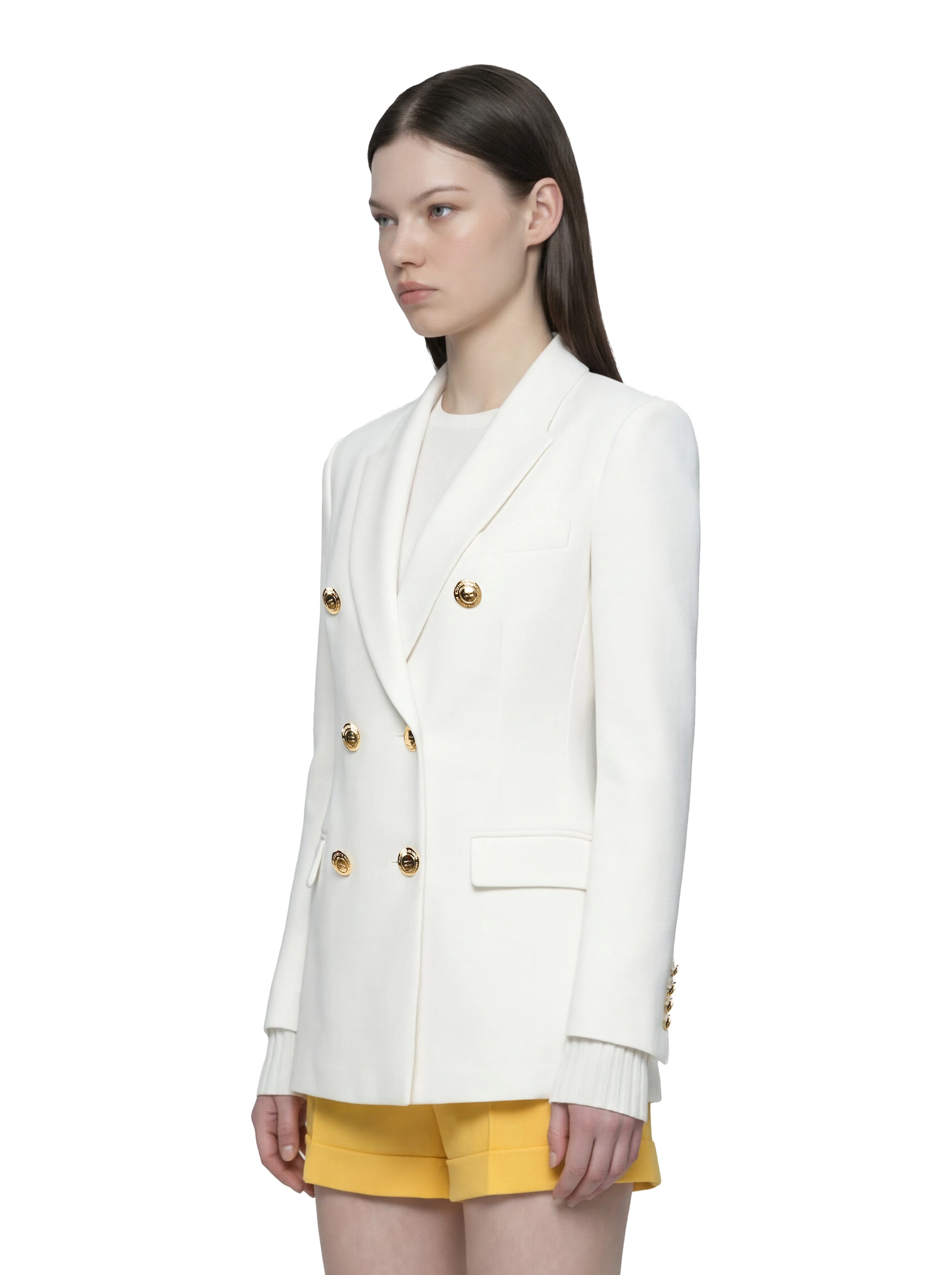 Blazer bianco doppiopetto in gabardina