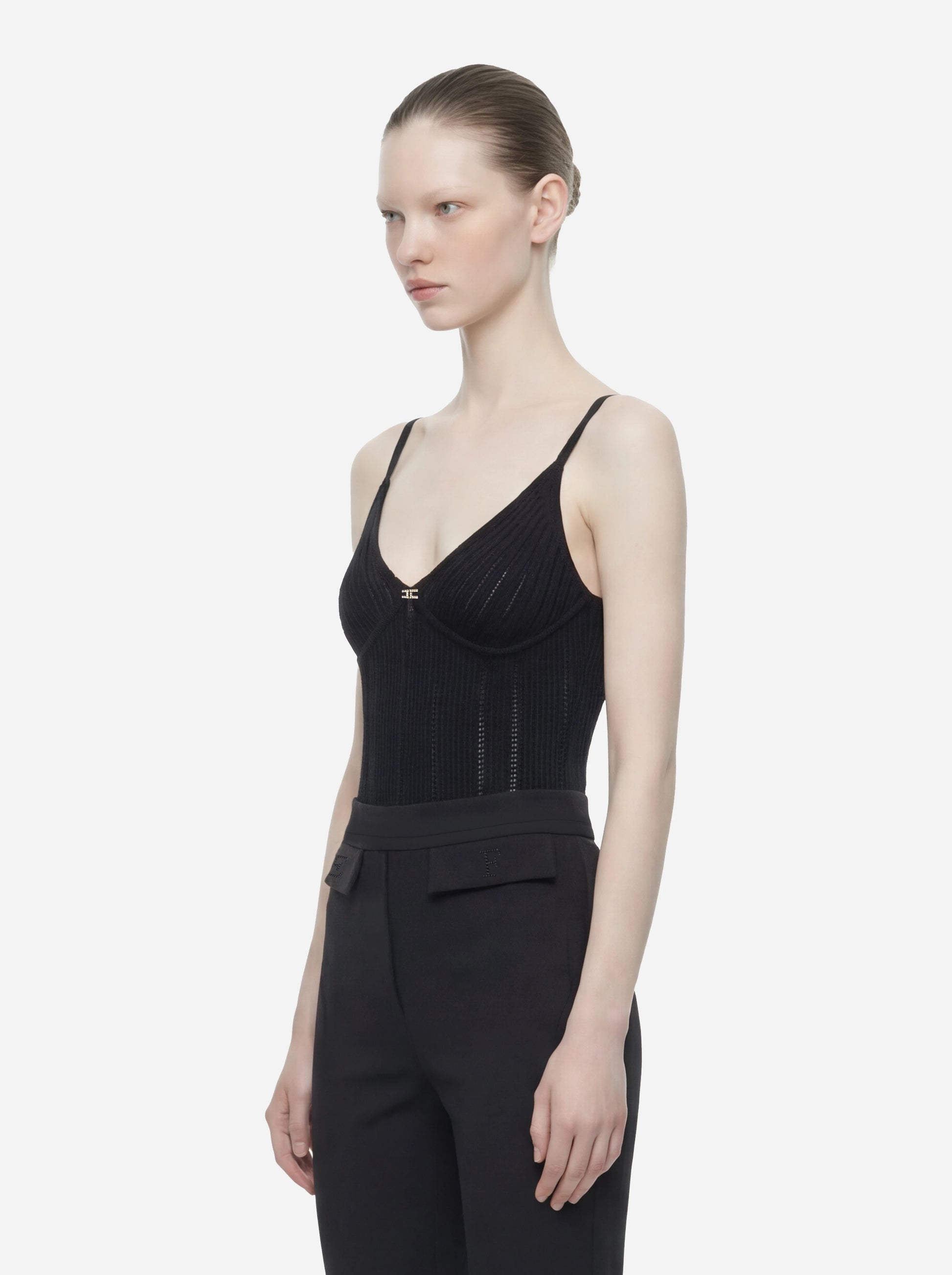 Body nero in maglia à jour