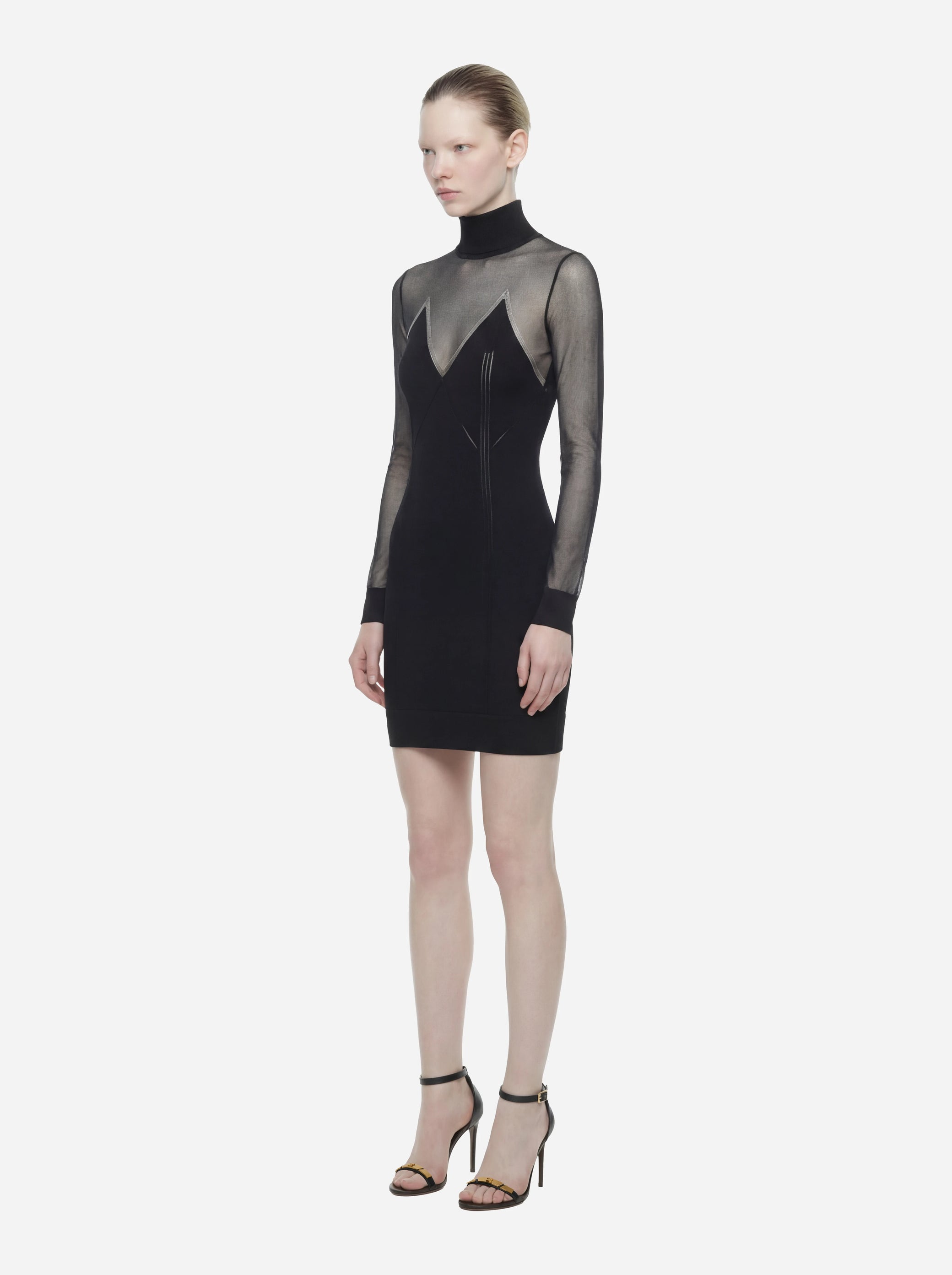 Mini abito in maglia con trasparenze