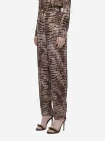 Pantaloni in jersey leggero con stampa alligatore