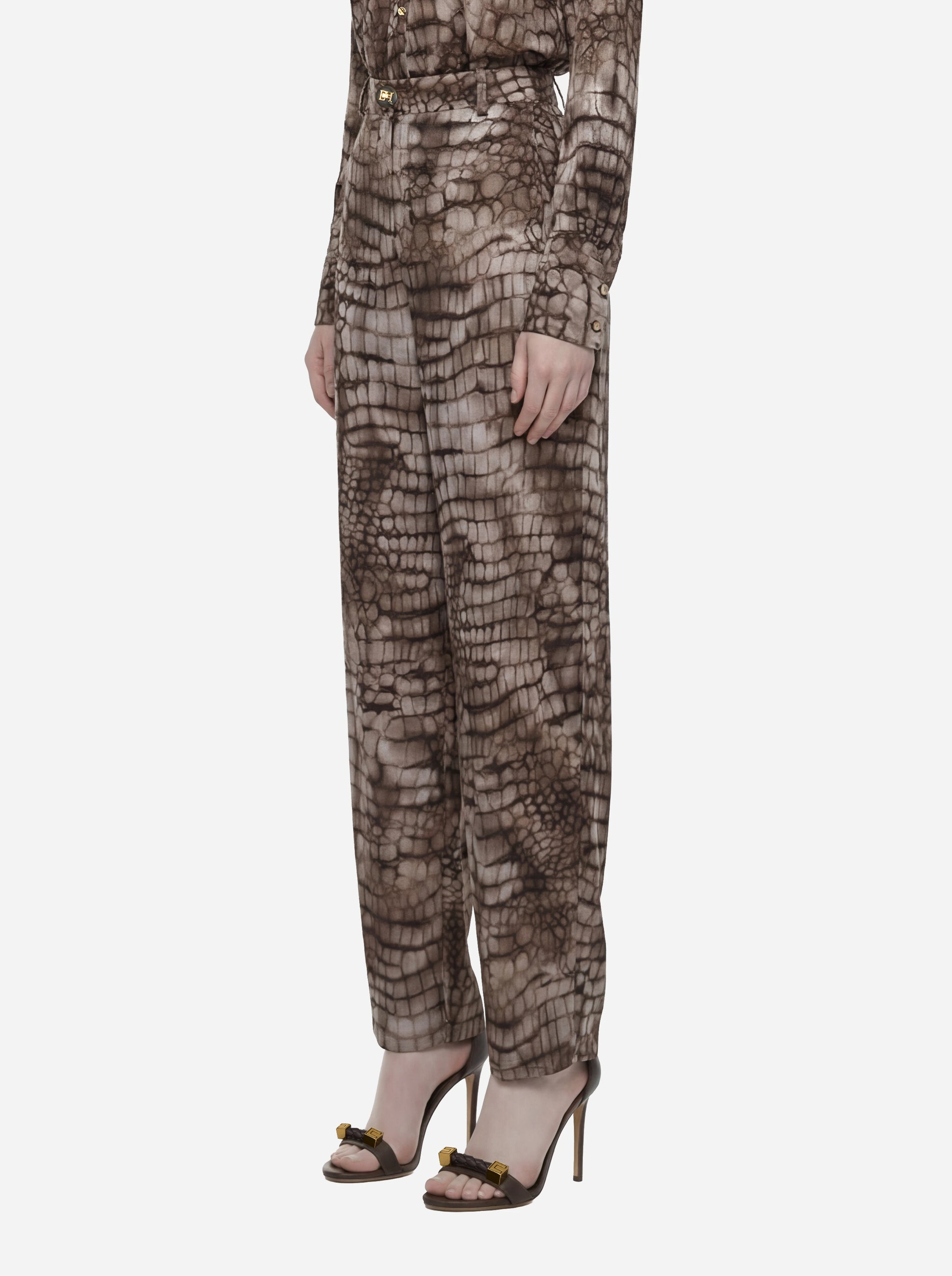 Pantaloni in jersey leggero con stampa alligatore