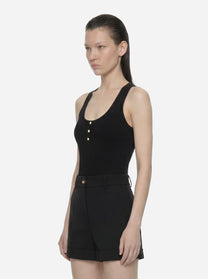 Top in maglia nero a micro trecce
