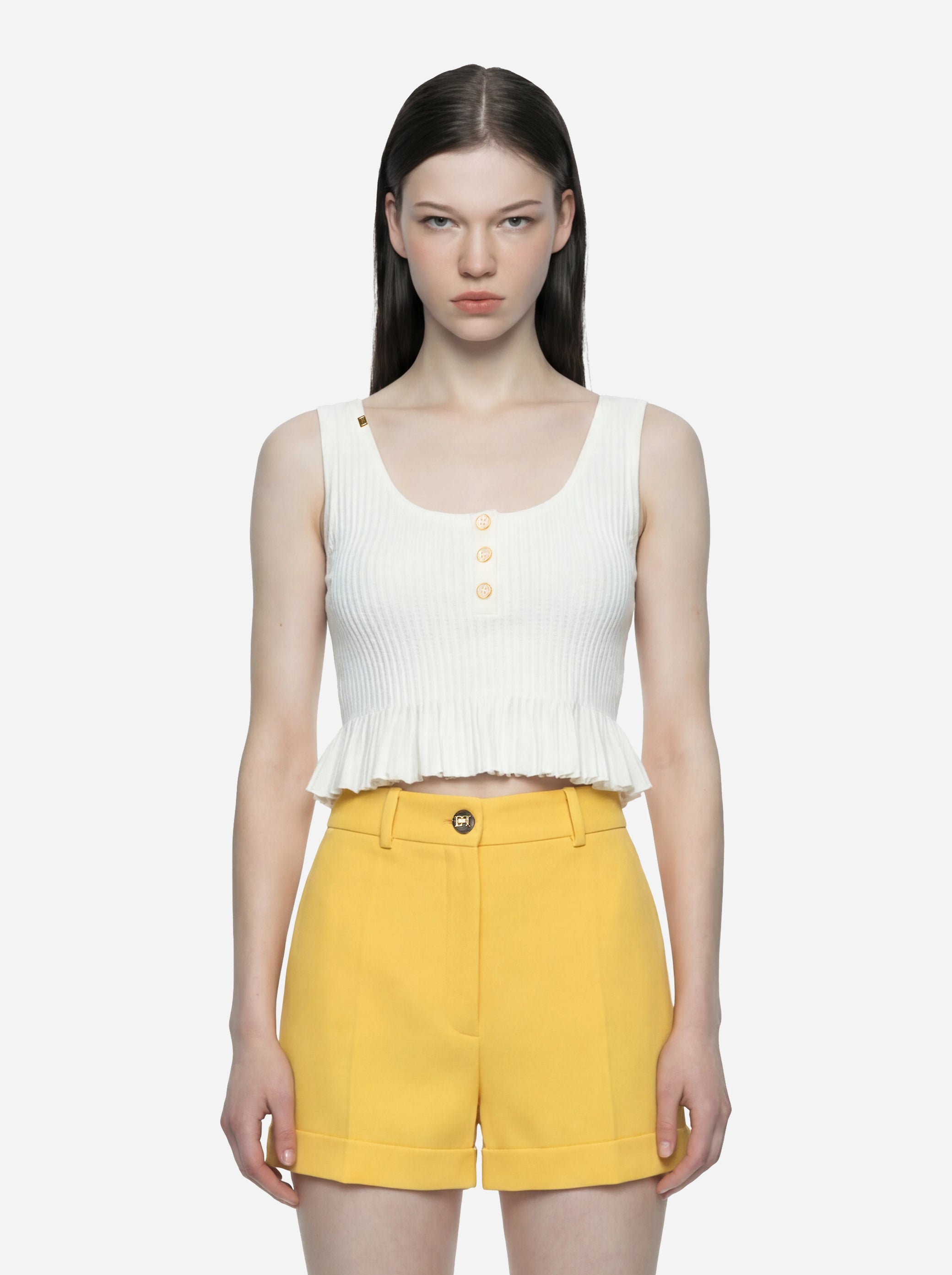 Top in maglia bianco a jour