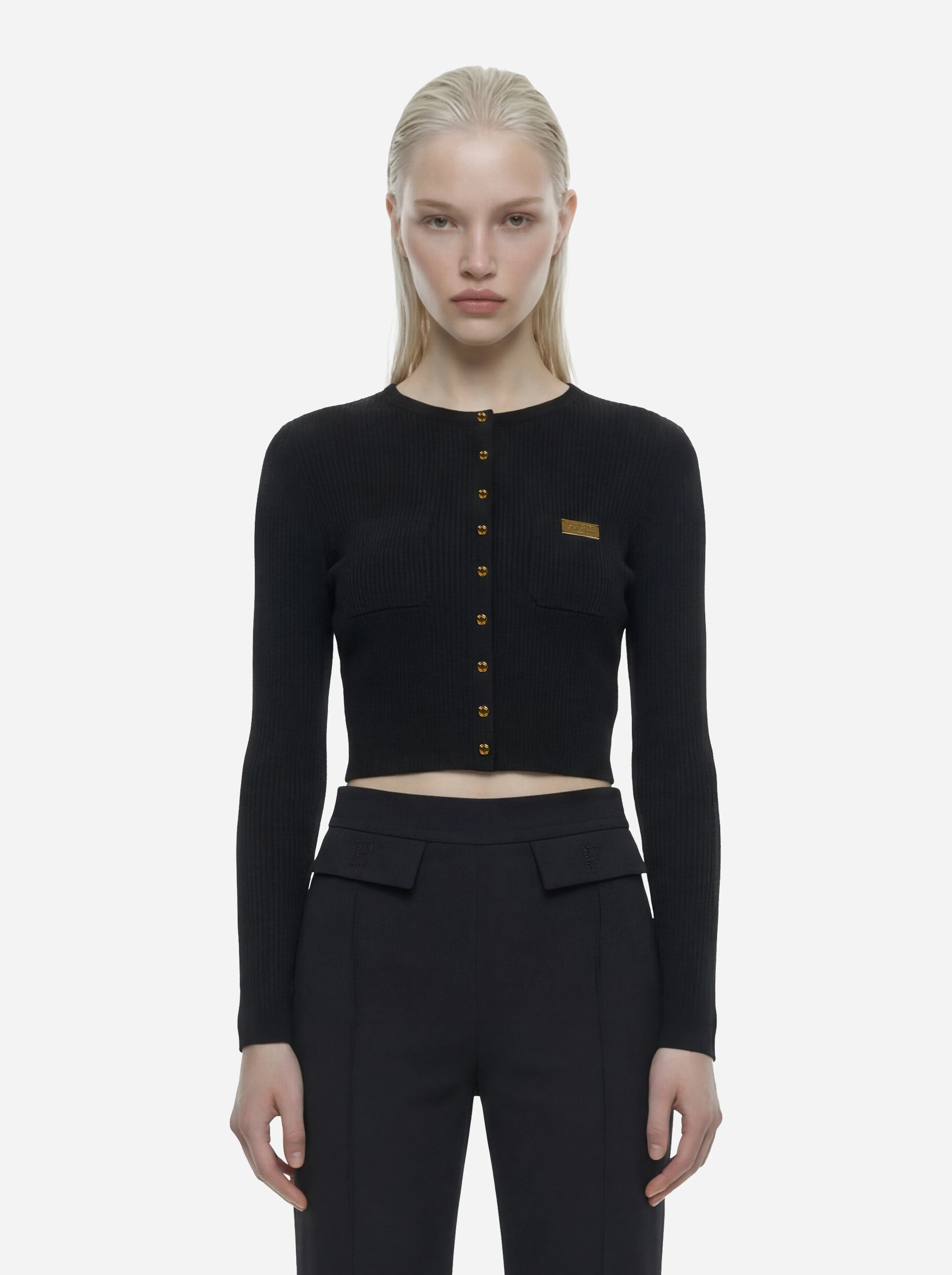 Cardigan in maglia nero a micro trecce