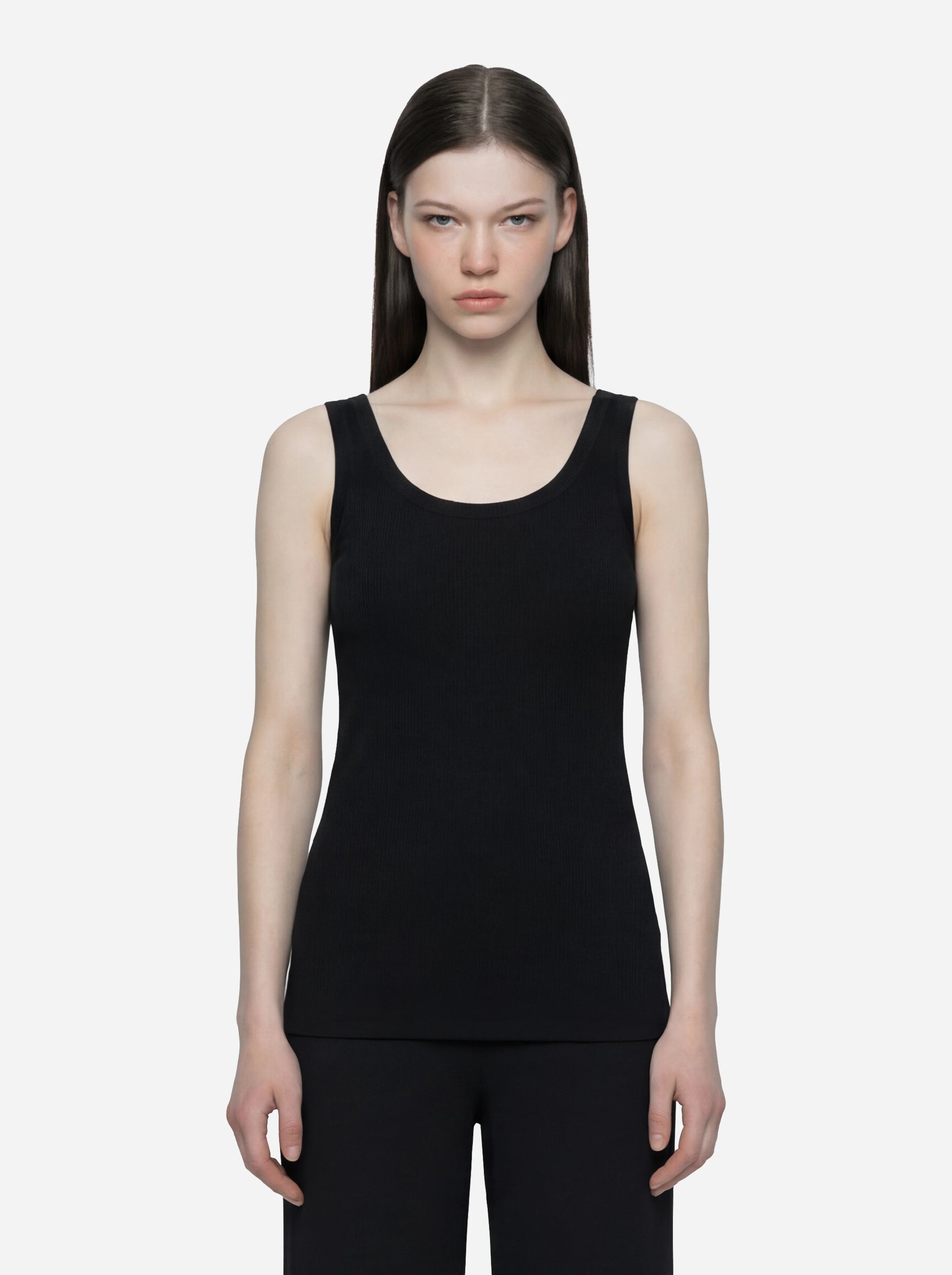 Top in maglia nero con bande in viscosa lucida